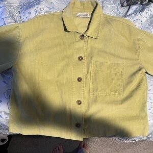 Urban Outfitters Yellow-Green Corduroy Button-Down Shirt